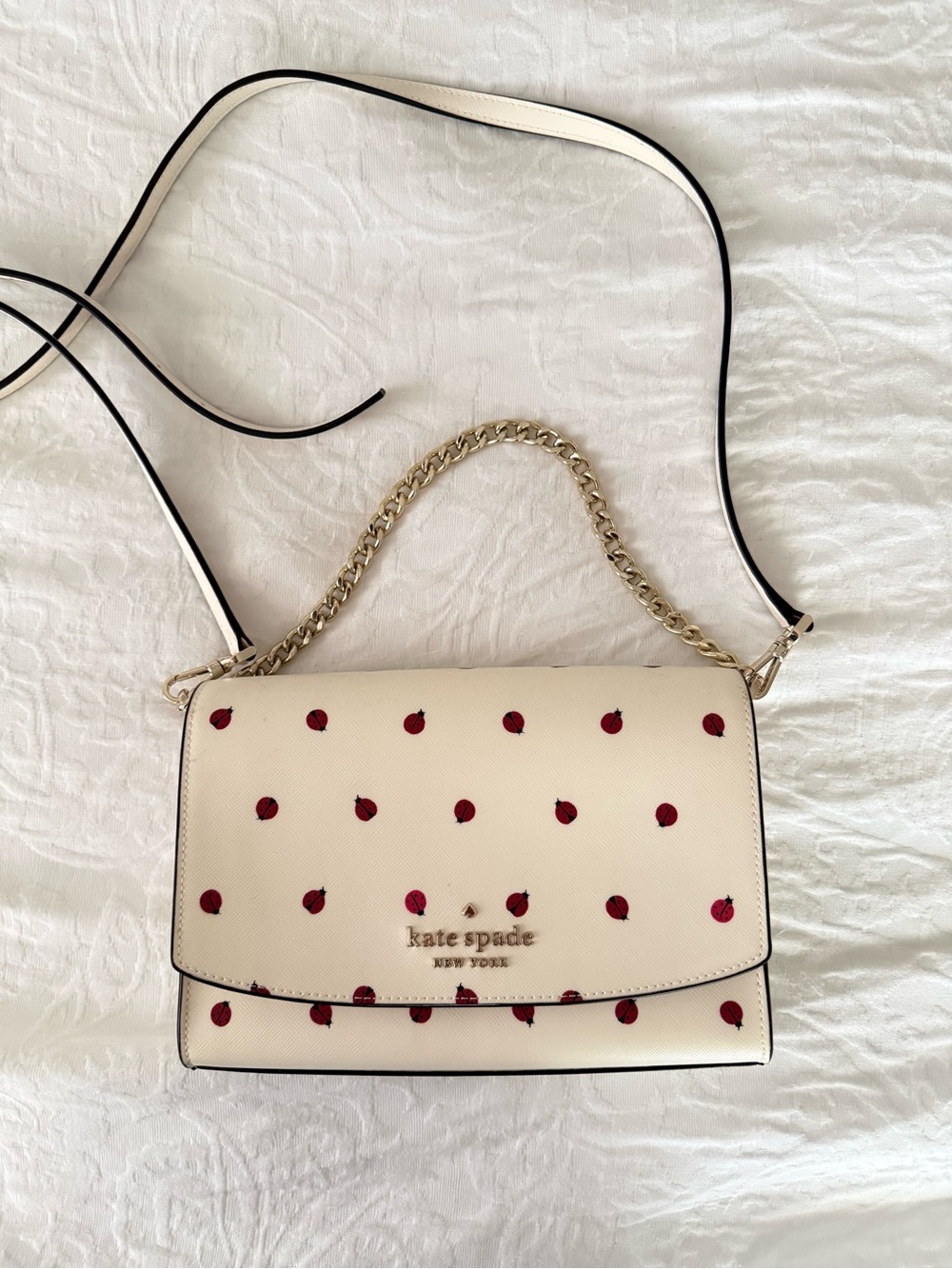 Kate Spade Cream Crossbody Bag with Ladybugs Print